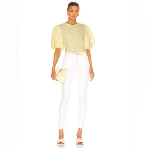 Jonathan Simkhai Standard DENISE BELL-SLEEVED TOP IN YELLOW Sz S - Picture 4 of 10